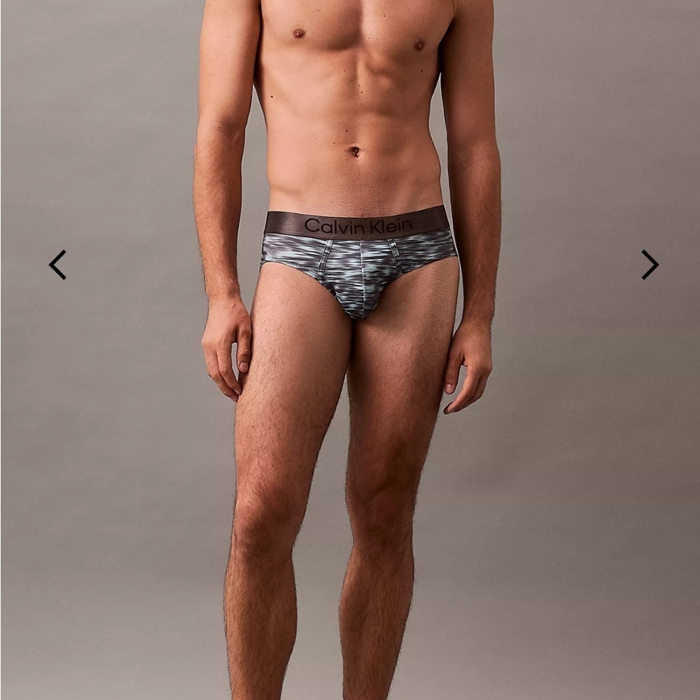 Calvin Klein | Brushed Microfiber Stretch Hip Brief in Downpour Print (Medium)